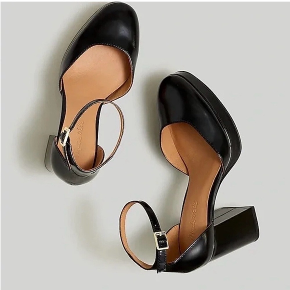 Madewell Womens The Angie Sandal Size 9 Black Leather Strappy Block Heel